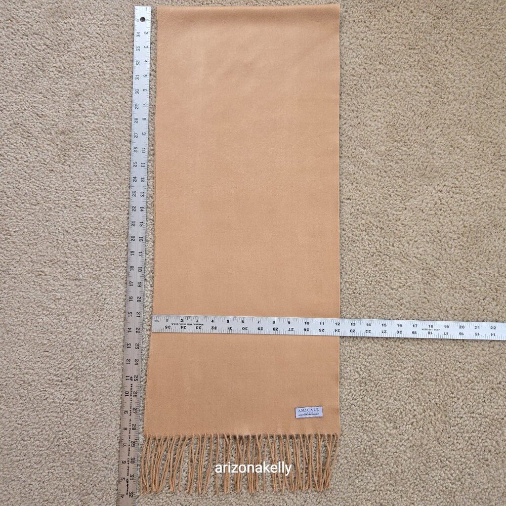 NWOT Amicale 100% Silk Scarf Soft Nap Like Cashmere Camel Tan - Picture 7 of 12